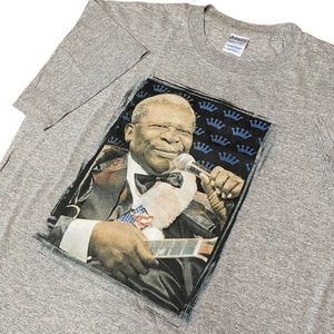 Vintage B.B. King T Shirt Size Large Blues Guitar 80th Birthday 2005 Gray Y2K